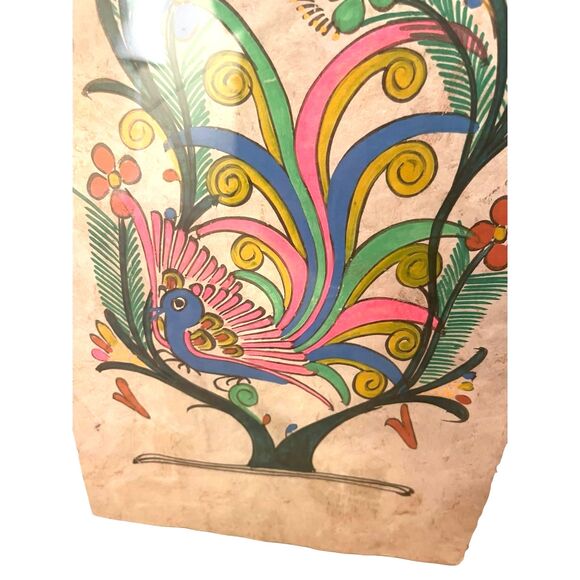 VTG Set of Hand Painted Mexican Amate Folk Art Wall Decor Birds Floral Ethnic - Picture 13 of 16